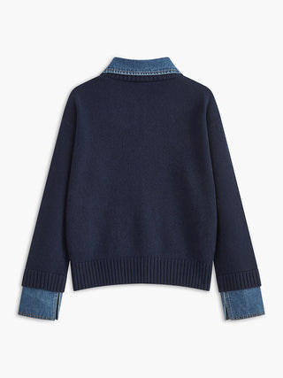2-in-1 Panel Lapel Sweater