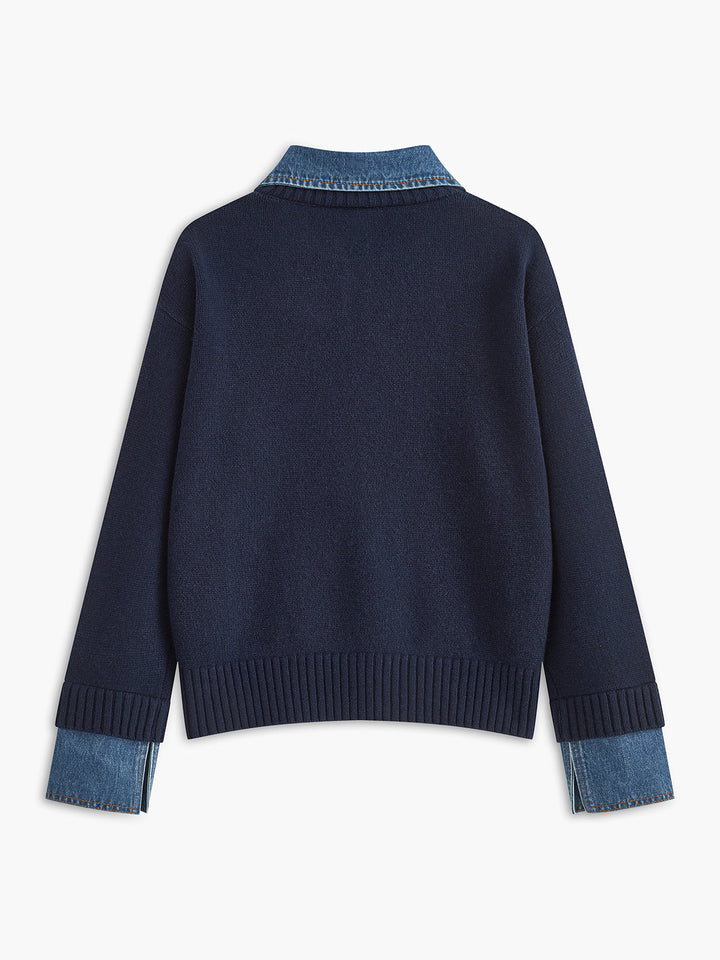 2-in-1 Panel Lapel Sweater