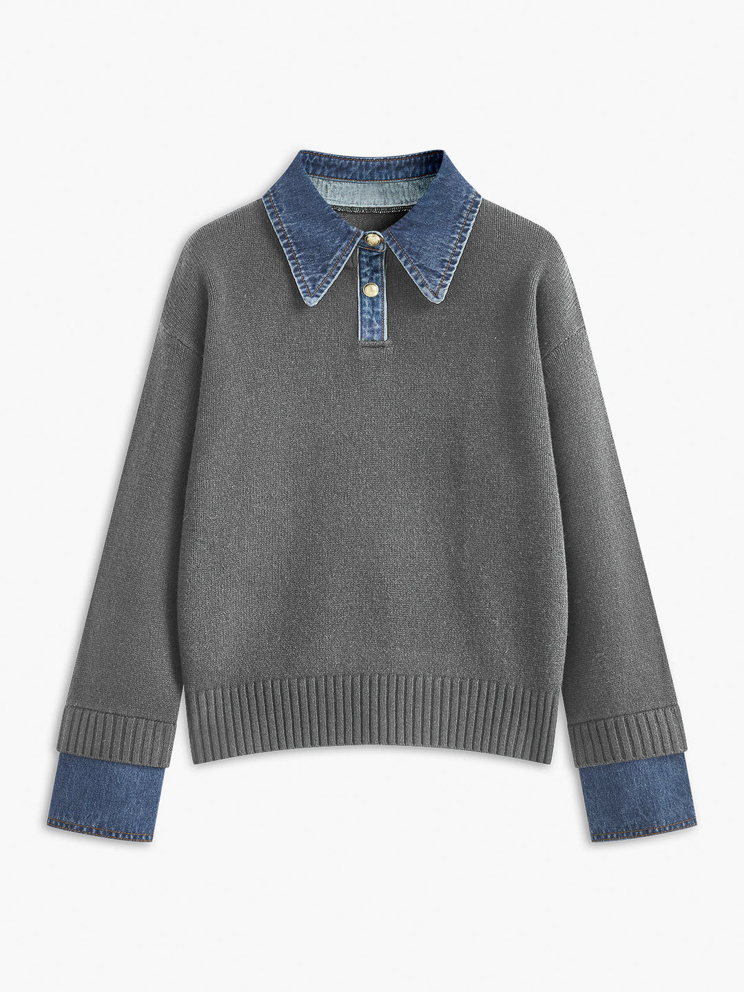 2-in-1 Panel Lapel Sweater