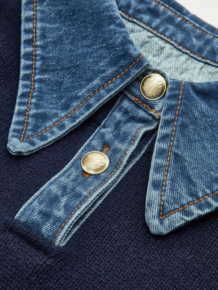 2-in-1 Panel Lapel Sweater