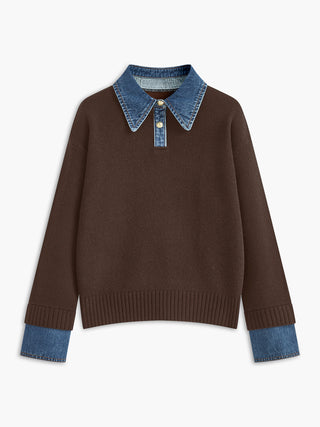 2-in-1 Panel Lapel Sweater