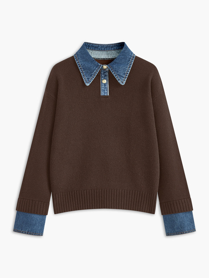 2-in-1 Panel Lapel Sweater