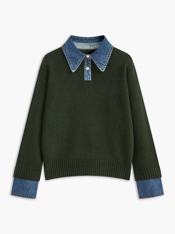 2-in-1 Panel Lapel Sweater