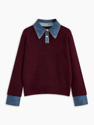 2-in-1 Panel Lapel Sweater