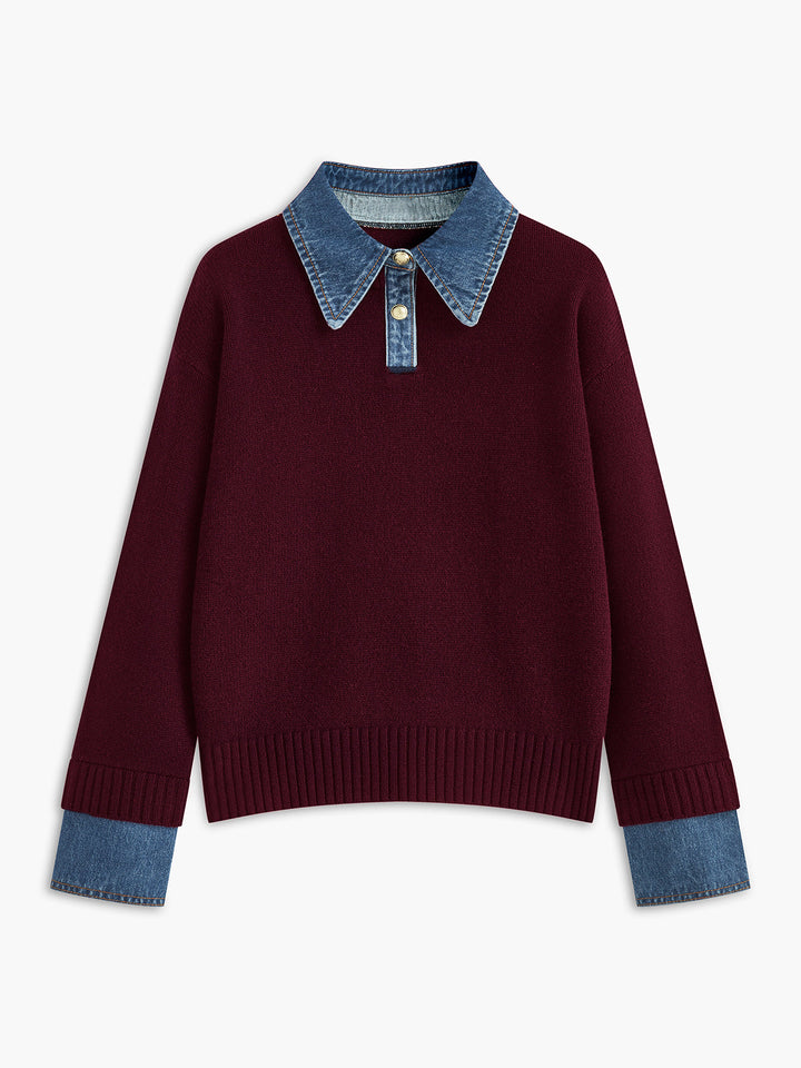 2-in-1 Panel Lapel Sweater