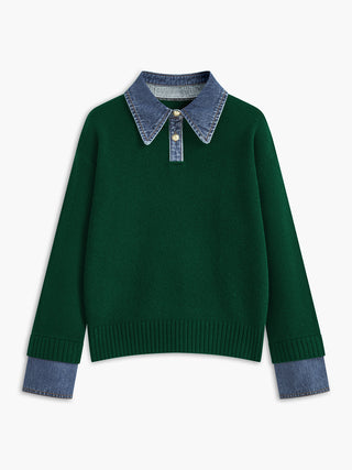 2-in-1 Panel Lapel Sweater