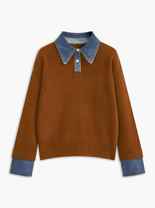 2-in-1 Panel Lapel Sweater