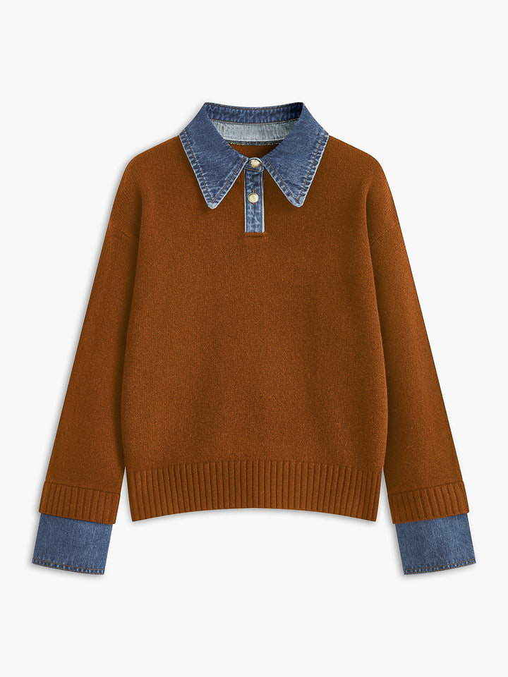 2-in-1 Panel Lapel Sweater