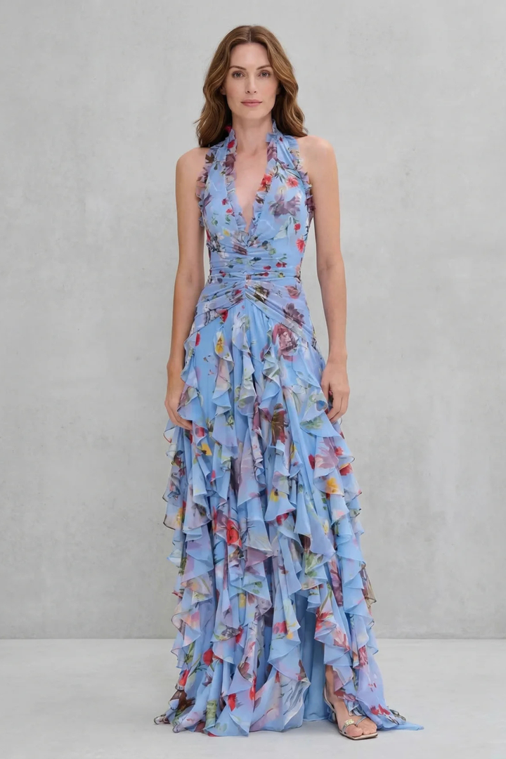 Belladina Rose Print Maxi Dress