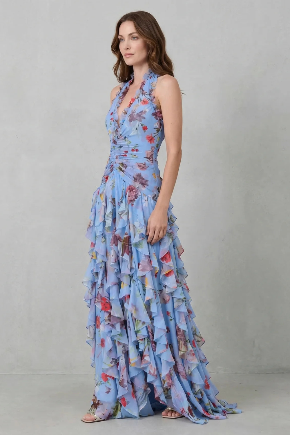 Belladina Rose Print Maxi Dress