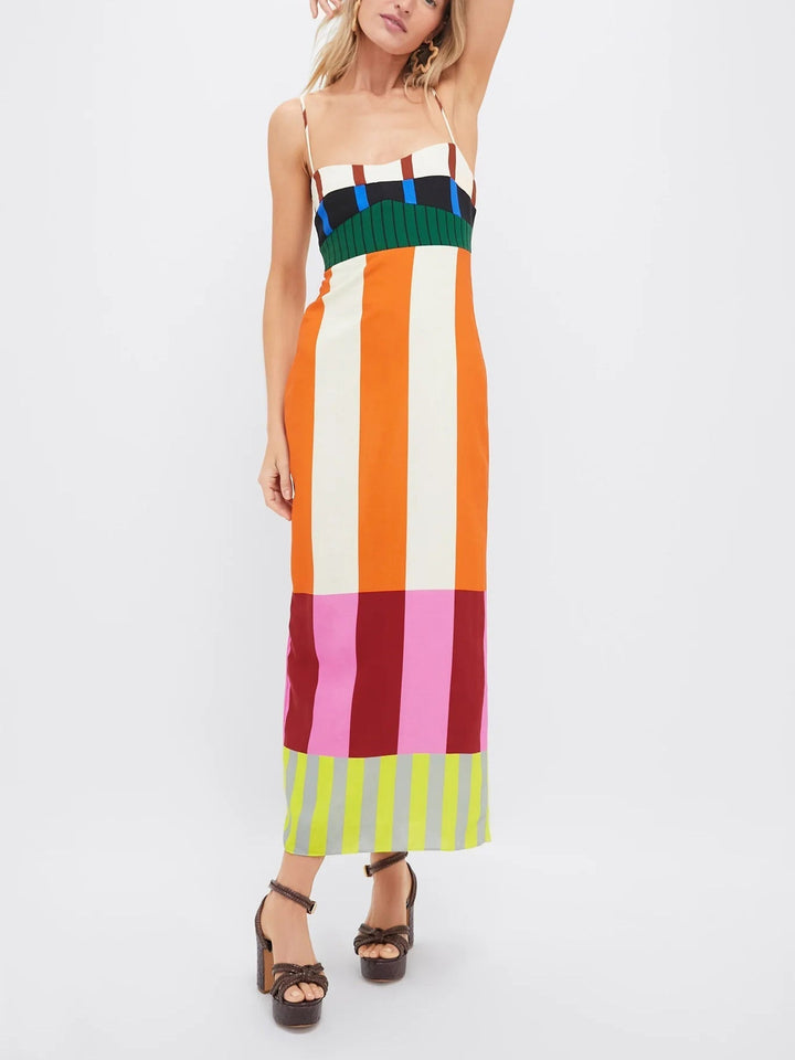 Robe longue rayée colorée Paloma