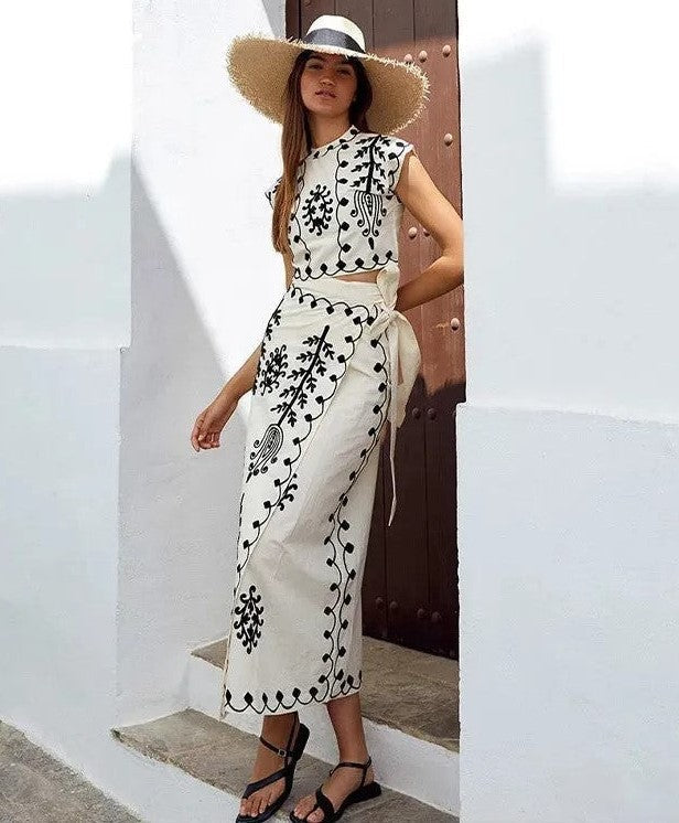 Ensemble imprimé top et jupe Camilla
