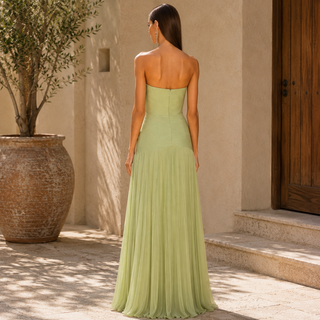 Almudena Strapless Pleated Dress