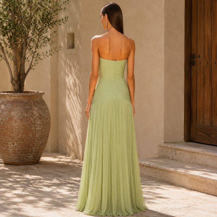 Almudena Strapless Pleated Dress