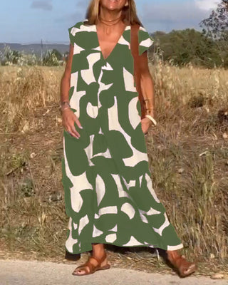 Ellen Printed V-Neck Dress