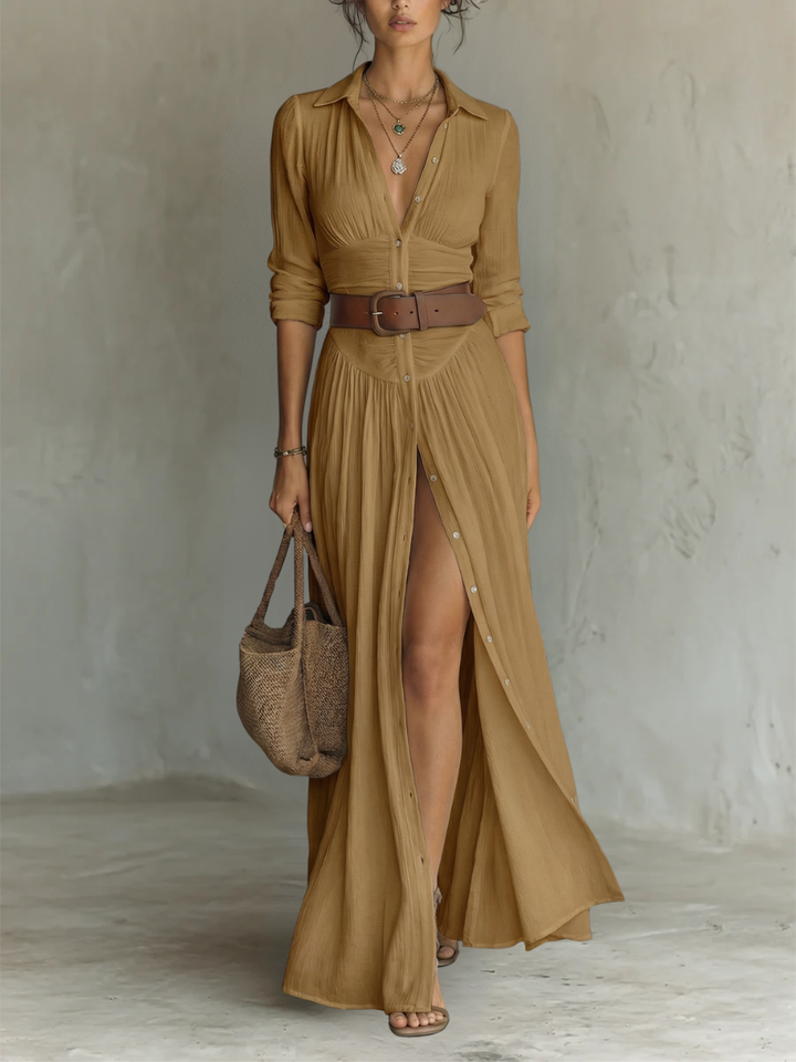 Amélia Collared Elegant Maxi Dress