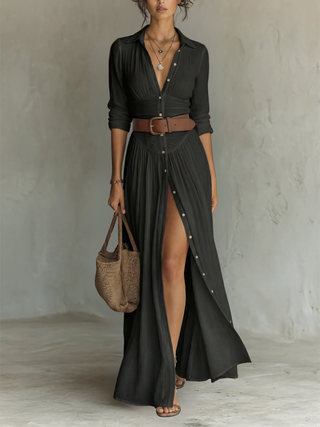 Amélia Collared Elegant Maxi Dress