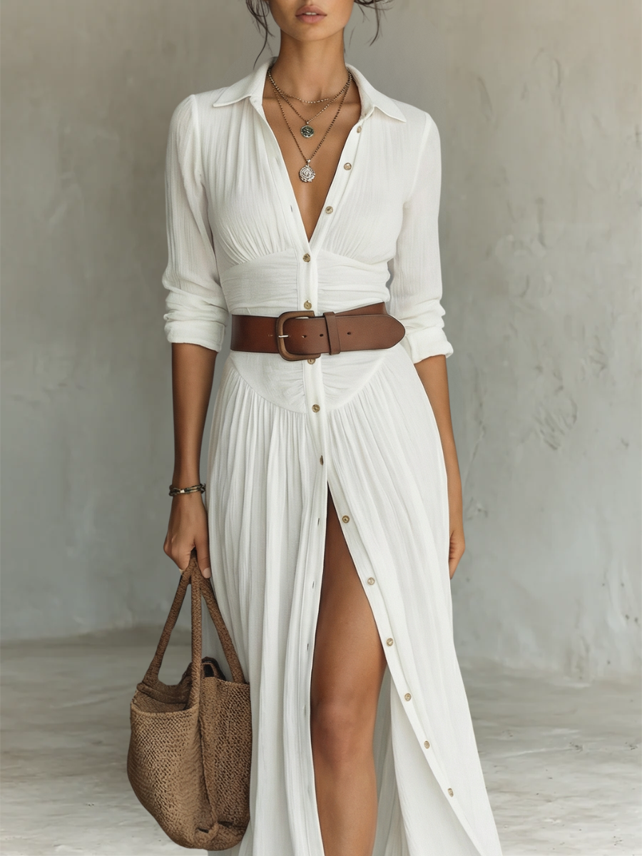 Amélia Collared Elegant Maxi Dress