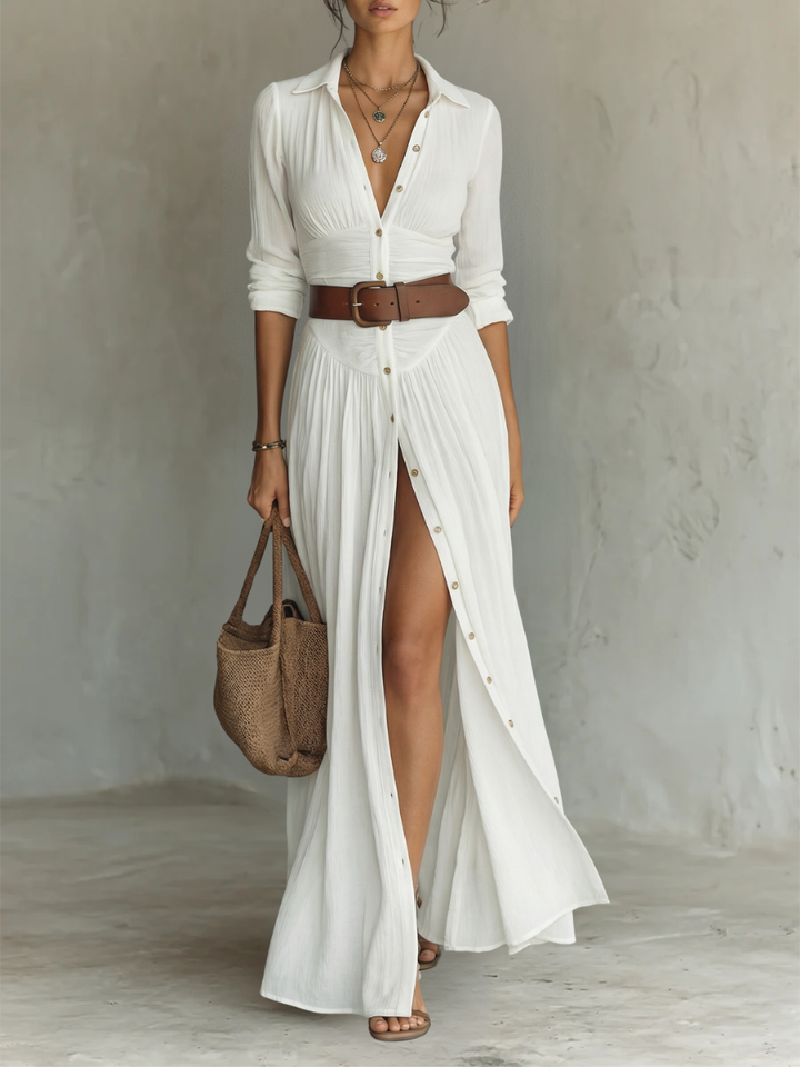 Amélia Collared Elegant Maxi Dress