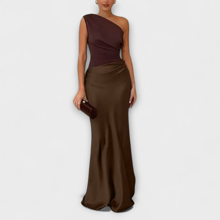 Amarilis One-Shoulder Pleated Maxi Dress