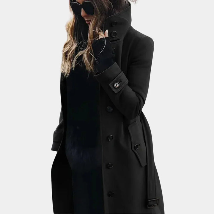 Sophia High Collar Belted Coat