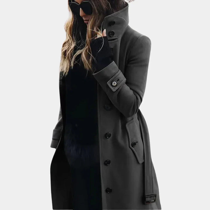 Sophia High Collar Belted Coat
