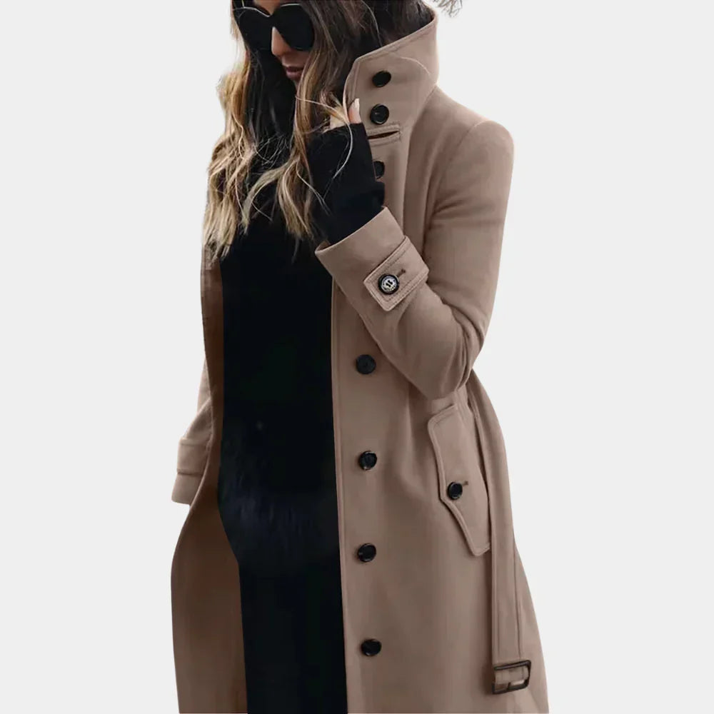 Sophia High Collar Belted Coat
