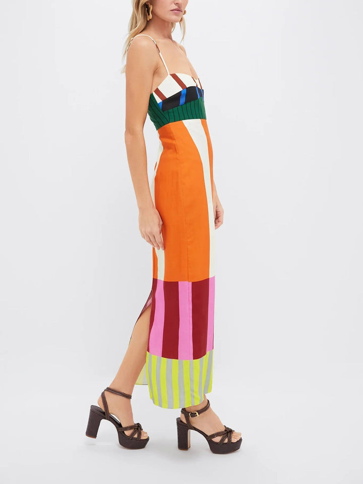 Robe longue rayée colorée Paloma