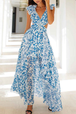 Isadora Ruffled Sleeve Cutout Dress