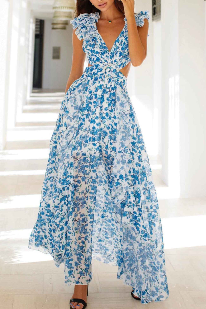 Isadora Ruffled Sleeve Cutout Dress