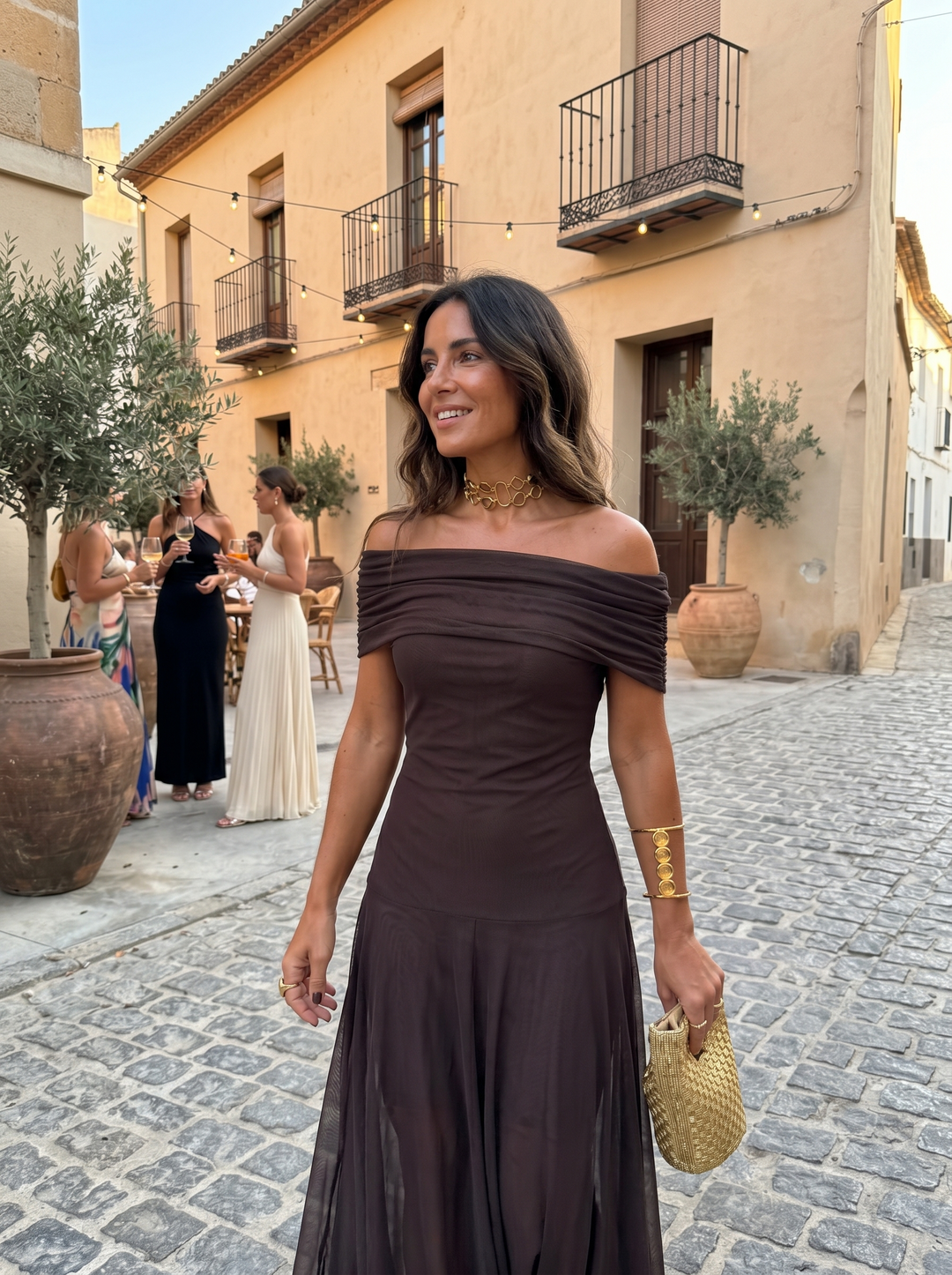 Carla Off-Shoulder Draped Maxi Dress