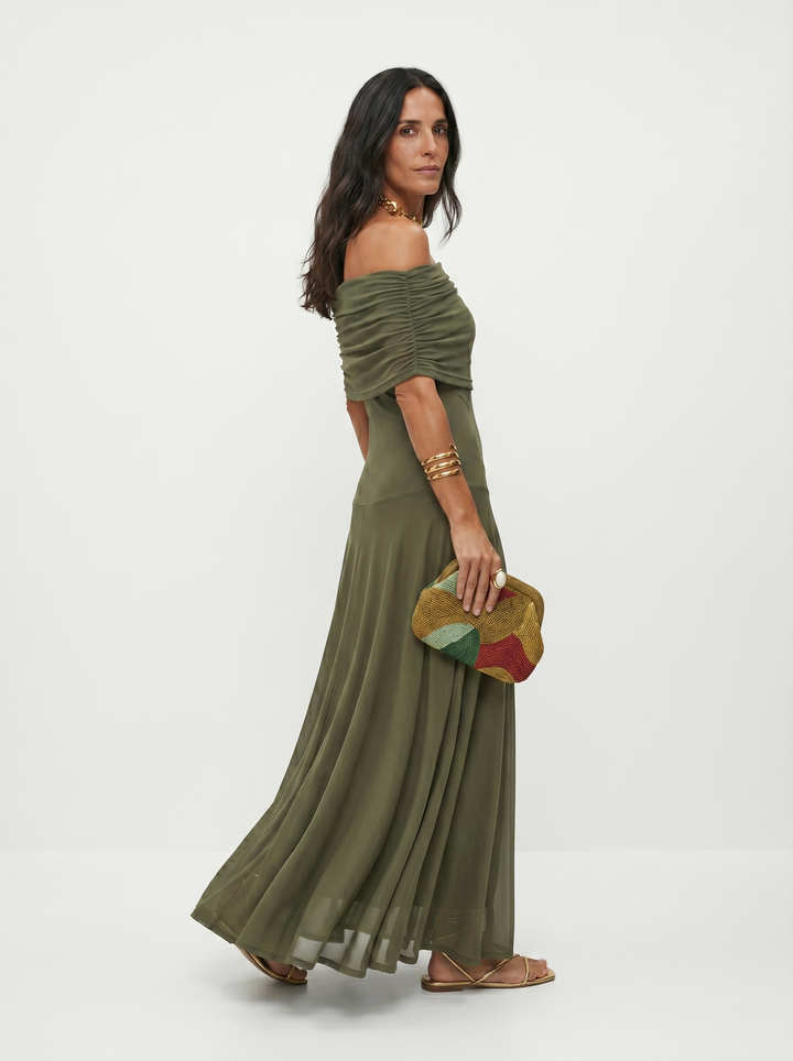 Carla Off-Shoulder Draped Maxi Dress