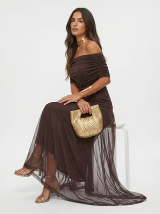 Carla Off-Shoulder Draped Maxi Dress