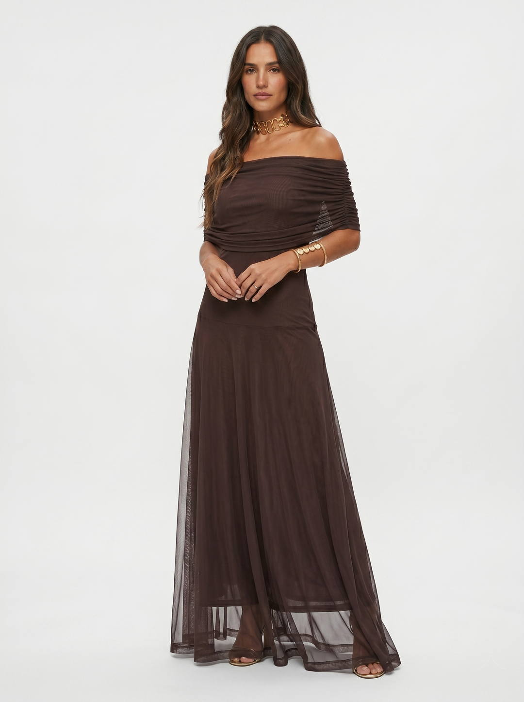 Carla Off-Shoulder Draped Maxi Dress