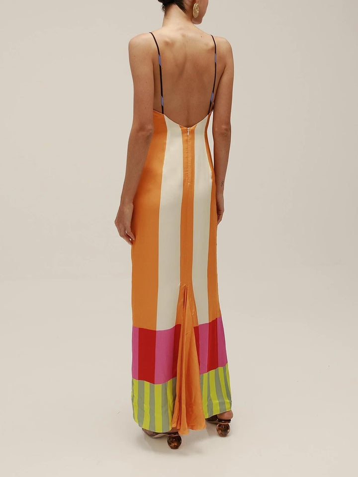 Robe longue rayée colorée Paloma