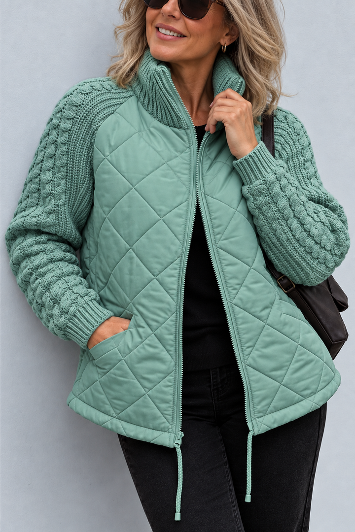 Maren Quilted Cable-Sleeve Jacket