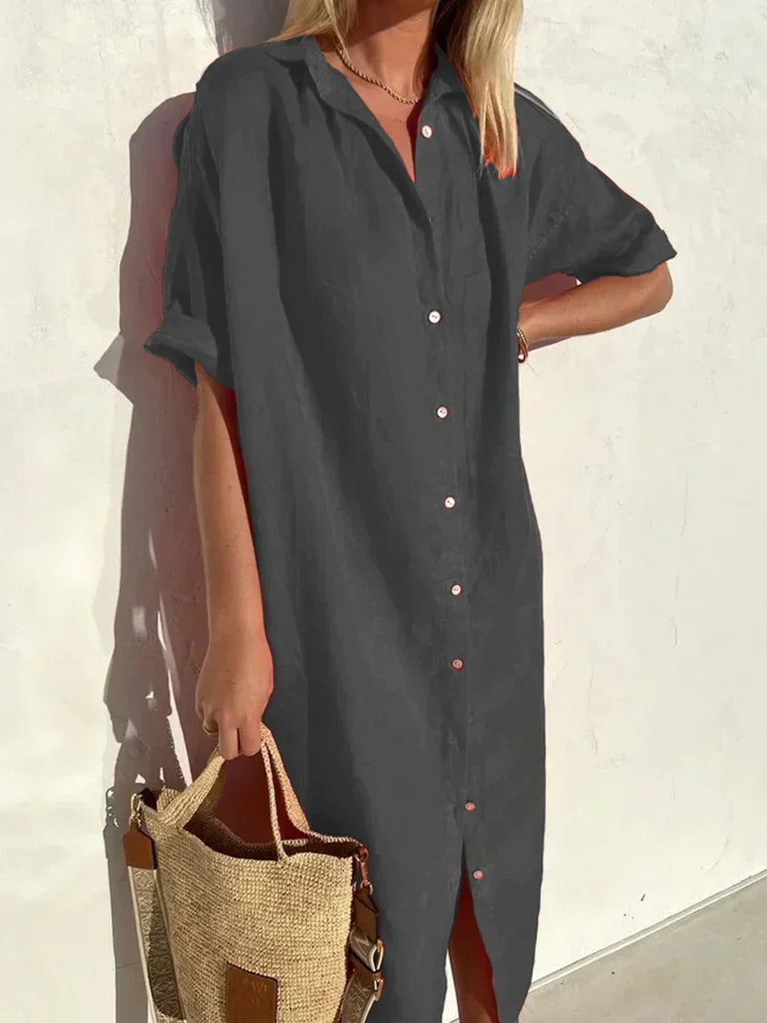 Delia Long Sleeve Button Dress