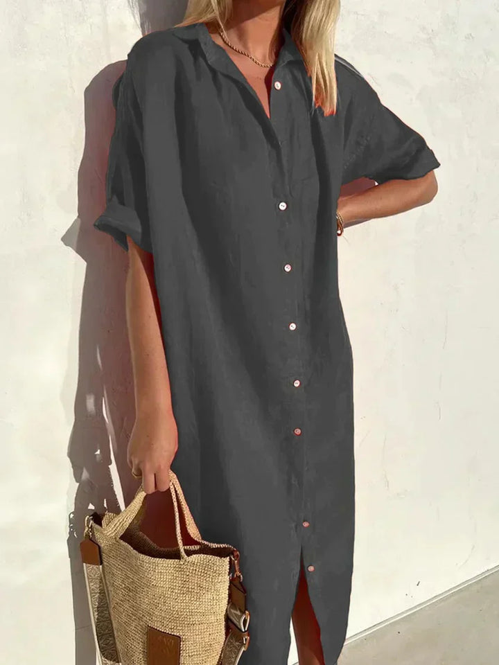 Delia Long Sleeve Button Dress