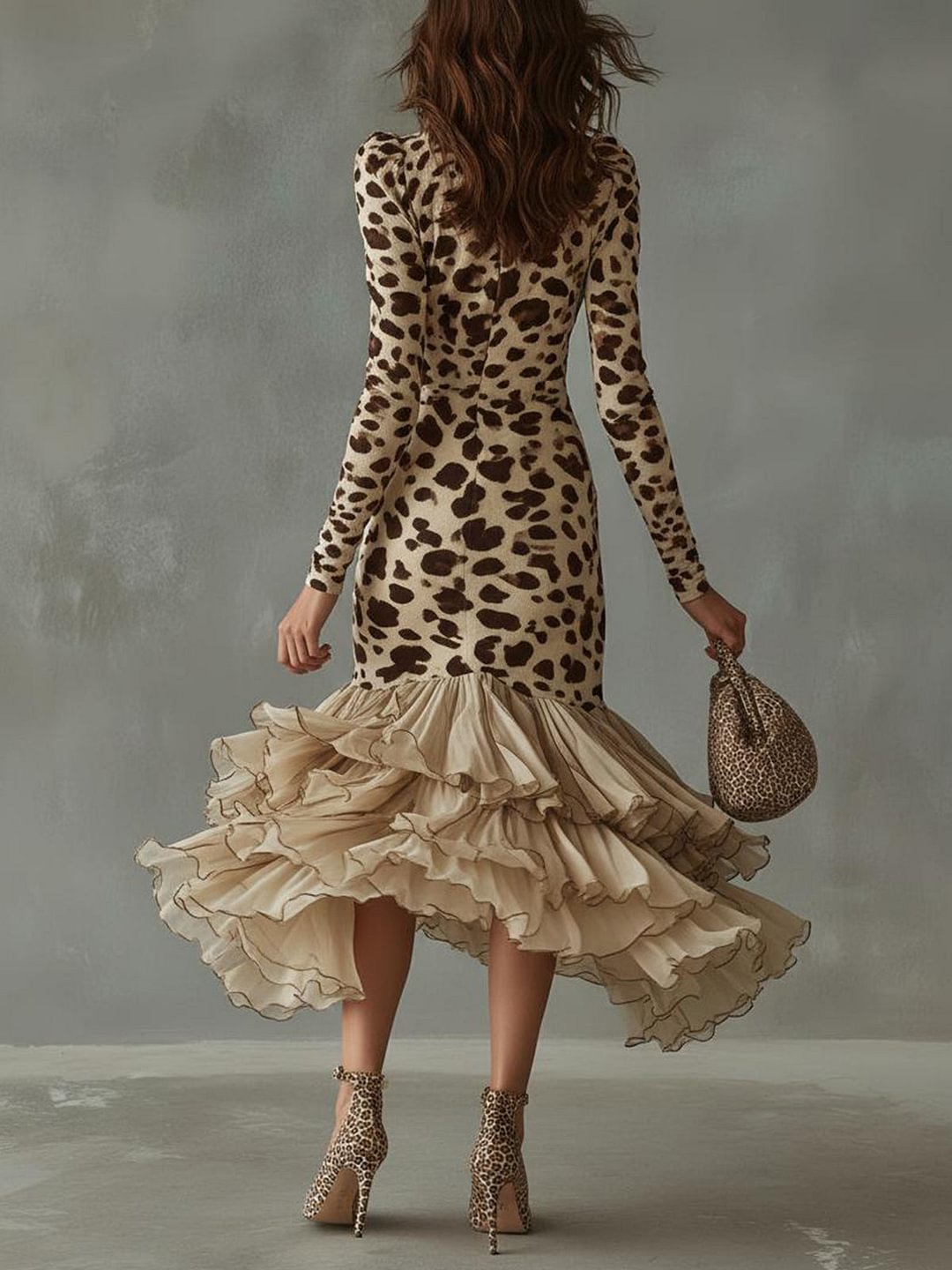 Carmen Animal Print Ruffled Dress