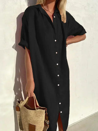 Delia Long Sleeve Button Dress