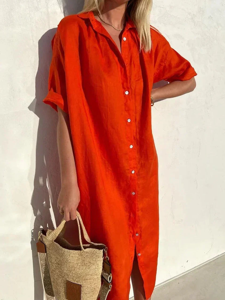 Delia Long Sleeve Button Dress