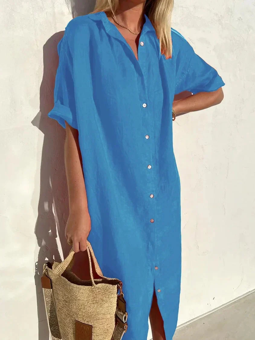 Delia Long Sleeve Button Dress