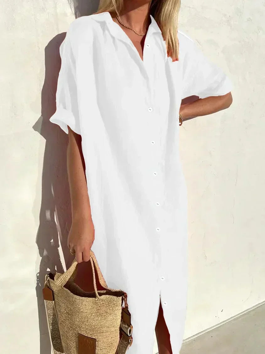 Delia Long Sleeve Button Dress