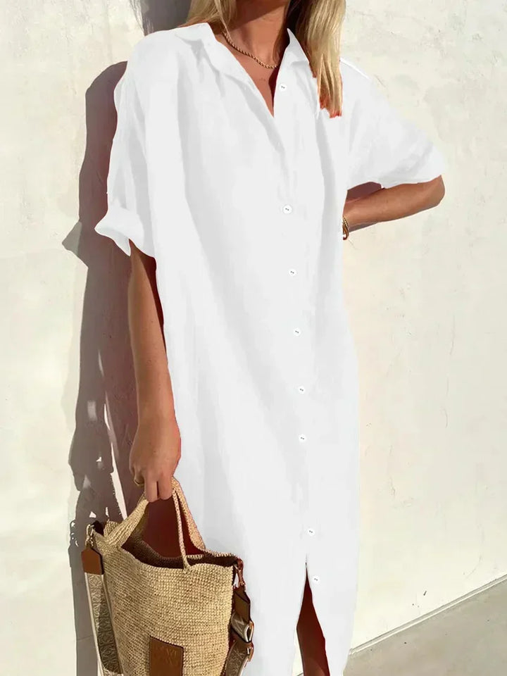 Delia Long Sleeve Button Dress