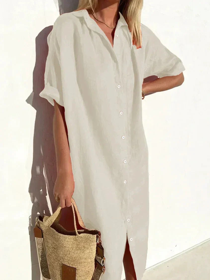 Delia Long Sleeve Button Dress