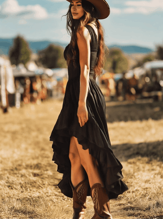 Dakota Ruffled Pleated Maxi Dress