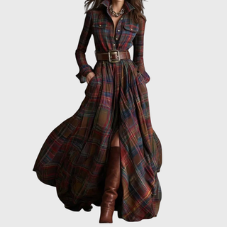 Lina Plaid Maxi Dress