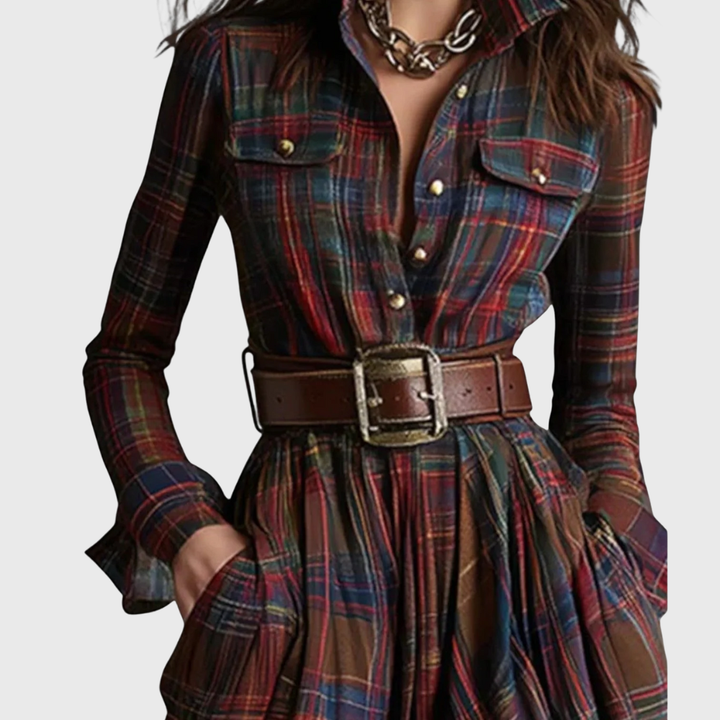 Lina Plaid Maxi Dress