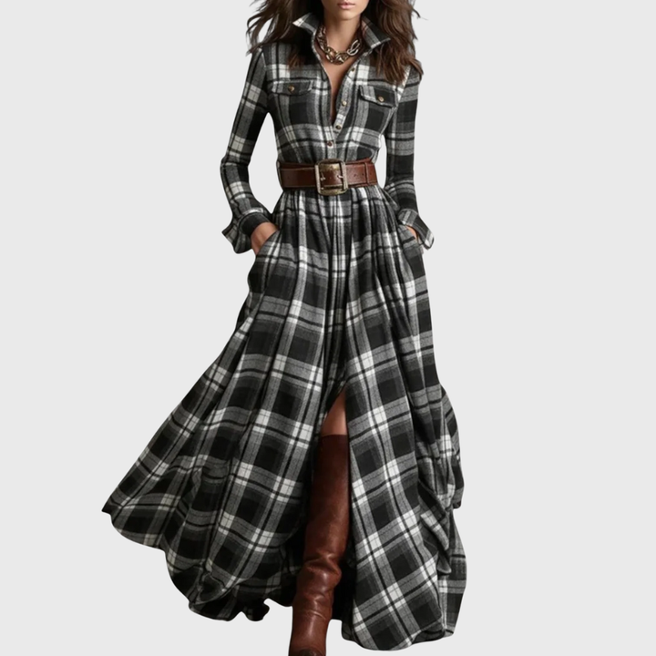 Lina Plaid Maxi Dress