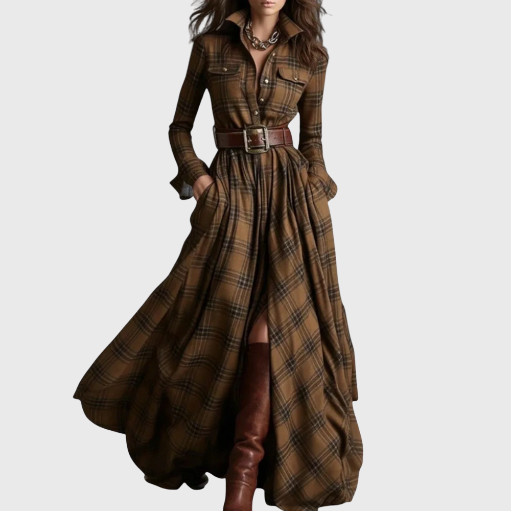 Lina Plaid Maxi Dress
